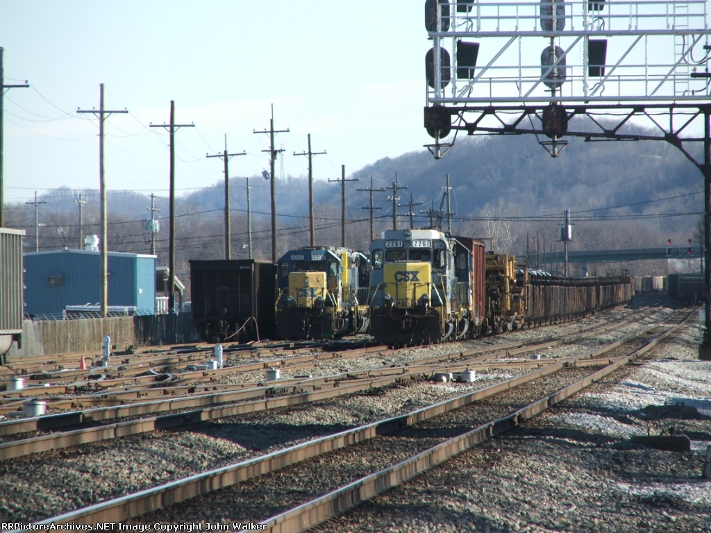 Idle the day after Christmas in Huntington Yard. Red signals show to the west as an eastbound coal drag has just cleared the yard.